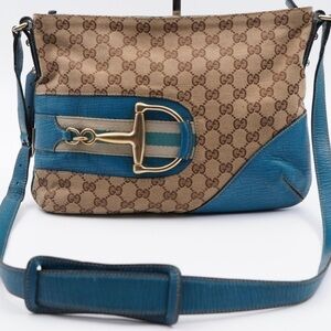Gucci Blue Horse bit  crossbody bag
